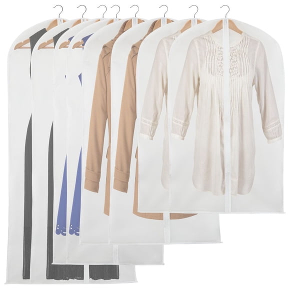 Clear Hanging Garment Bag Covers, Zippered Closet Bags for Clothes (4 Sizes, 8 Pack)