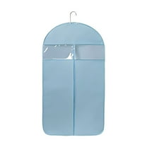 Clear Hanging Garment Bags for Closet Storage Large Clear Window Hanging Clothes Storage Garment Rack Cover Coat Protector for Suit, Wardrobe, Bottom Enclosed | Blue L