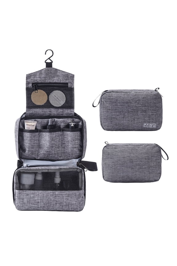 Clear Hanging Travel Toiletry Bag with Mesh Pockets, Large Capacity Cosmetic Organizer Case for Women & Men, Portable Water-Resistant Makeup Bag