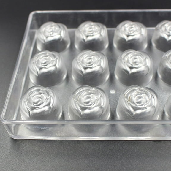Clear Hard Plastic Rose Shaped Mould, 21 Cavity Chocolate Molds, Kitchen Baking Tool, DIY Jelly Mould