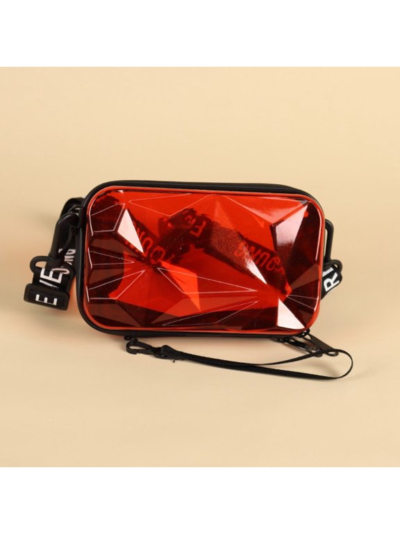 Clear Hard Shell Cosmetic Bag, Ins Semi-transparent PVC Totes Pouch, Travel Suitcase Shape Purse Clutch, Mini Hard Box Makeup Toiletry Organizer, Travel Essentials Bag