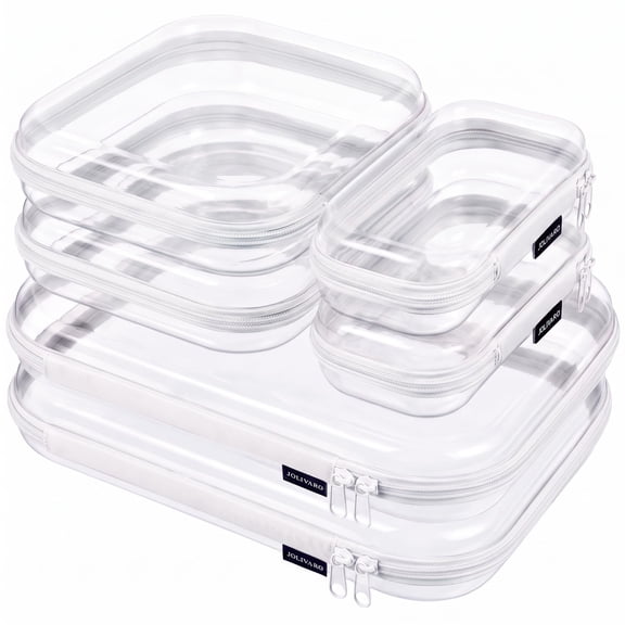 Clear Hard Shell Zipper Case Makeup Storage Organizer Pouches TSA Approved VT04