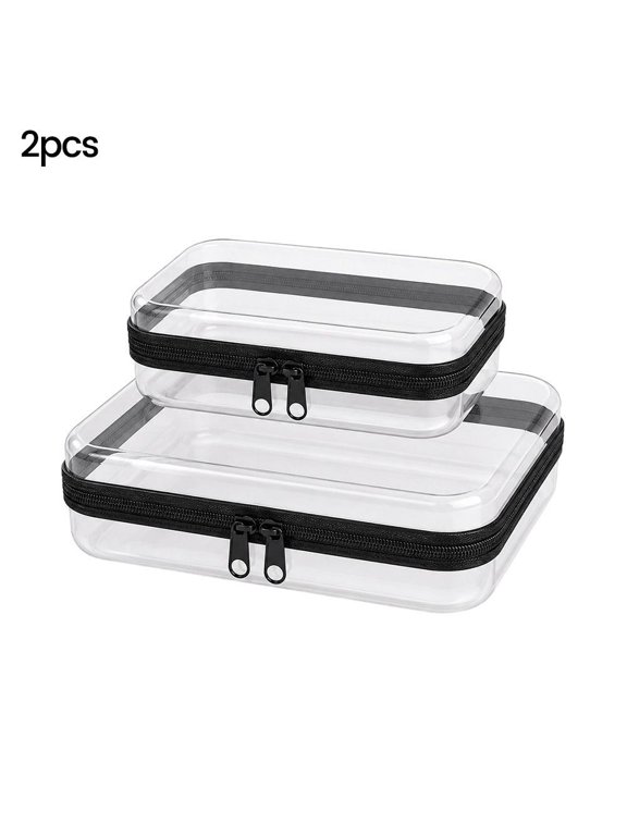 Clear Hard Shell Zipper Cases, Dustproof Crush-resistant Travel Organizer for Makeup Toiletries, Dustproof Small Items Storage Bags for Cosmetics Accessories
