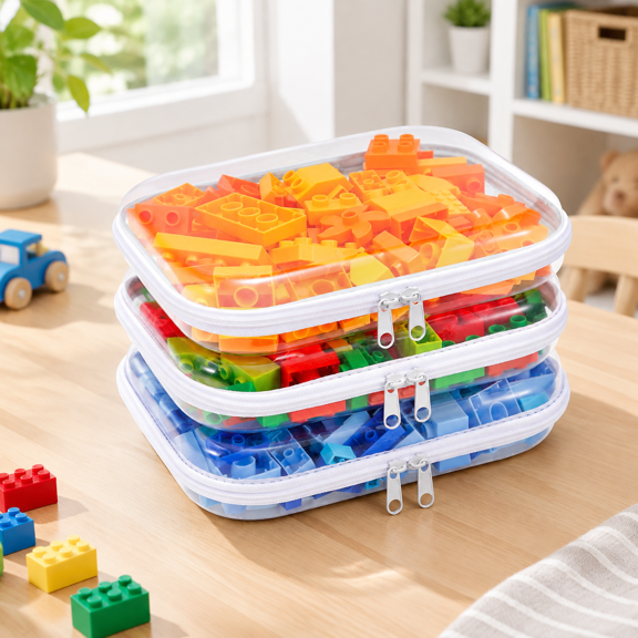 Clear Hard Shell Zipper Organizer Set 3PCS-M Portable Storage Pouches