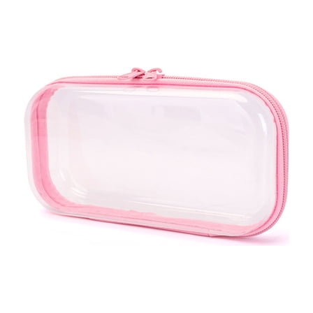 Clear Hard Zipper Case Plastic Pouch Transparent Hard Case Clear Makeup Bag Portable Travel Organizer Bin for Cosmetics, Building Blocks, Puzzles