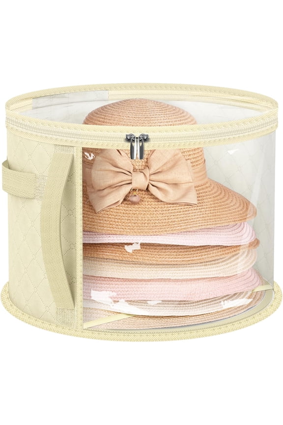 Clear Hat Storage Bag for Women, Holds up to 7 Caps Cowboy Hat Organizer for Closet, Wide Brims Hat Case with Carrying Handles (Yellow)