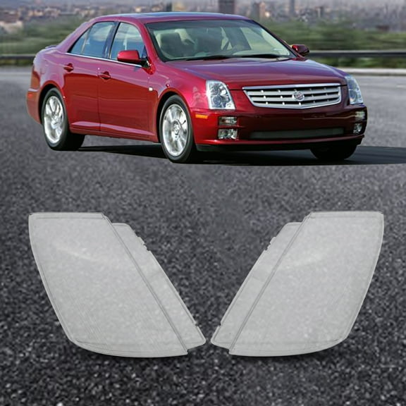 Clear Headlight Lens Covers for Cadillac STS 2005-2011, STS-V 2006-2009, Left and Right, PC, Protects Lights, Easy Fitment