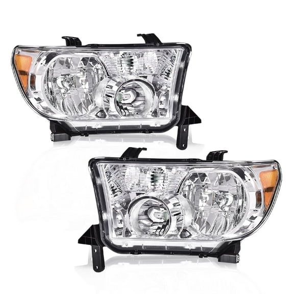 Clear Headlights Assembly Left+Right Fit for 07-13 Toyota Tundra 08-17 Sequoia