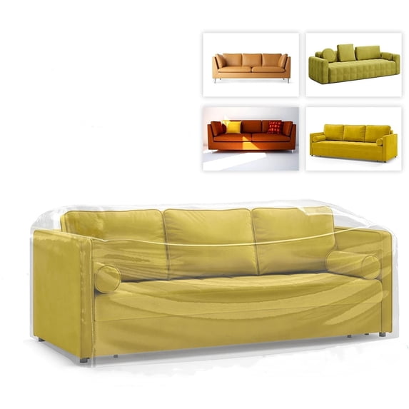 Clear Heavy-Duty Couch Cover - Waterproof & Scratch-Proof Vinyl Furniture Protector for Pets/Kids, Anti-Slip Thick Plastic Sofa Cover for Storage & Moving