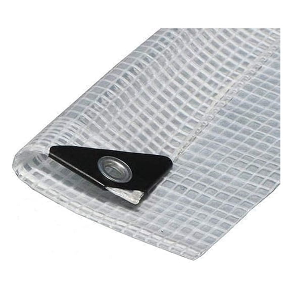 Clear Heavy Duty See-Through Tarp Fiber Reinforced 14 Mil Thick (Choose Size) (6' X 16')