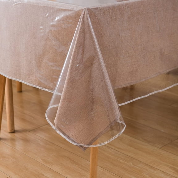 Clear Heavy Duty Vinyl Tablecloth with Sewn Finished Edges Rectangle Waterproof Oil-Proof Stain Resistant Plastic Table Cover Protector (60 x 108 Inch)