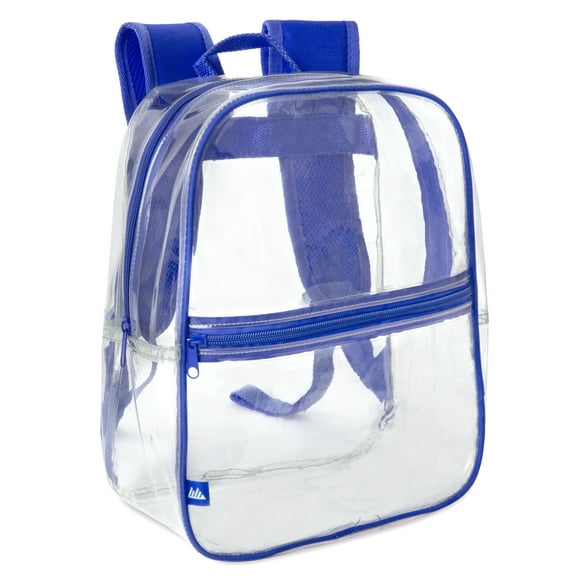 Clear Heavy Duty Waterproof Stadium Approved Backpack with Front Zipper Pocket for Traveling, Commuting, Recreation and Gym in Blue