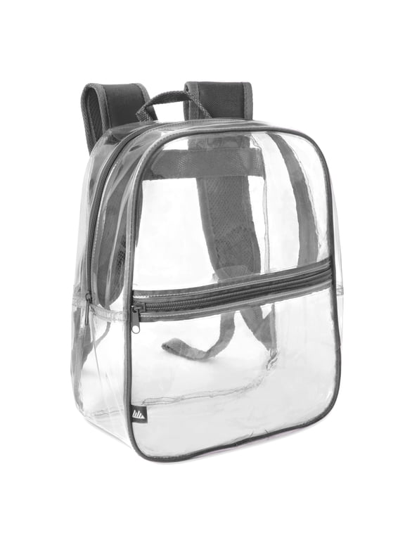Clear Heavy Duty Waterproof Stadium Approved Backpack with Front Zipper Pocket for Traveling, Commuting, Recreation and Gym in Gray