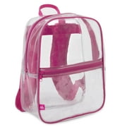 Clear Heavy Duty Waterproof Stadium Approved Backpack with Front Zipper Pocket for Traveling, Commuting, Recreation and Gym in Pink