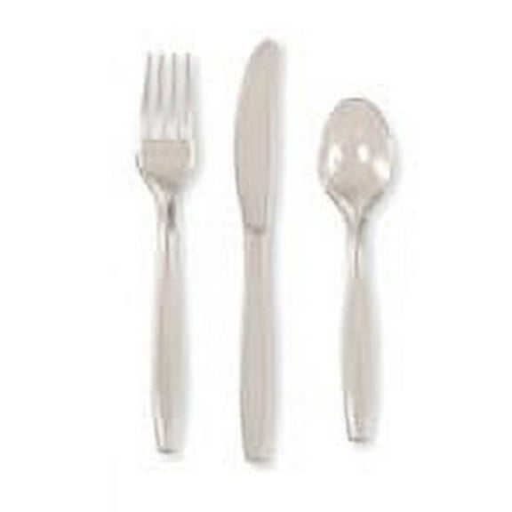 Reusable Assorted Party Cutlery Set Premium Heavy Weight Tableware, Clear Transparent, Plastic, Full size, Pack of 24