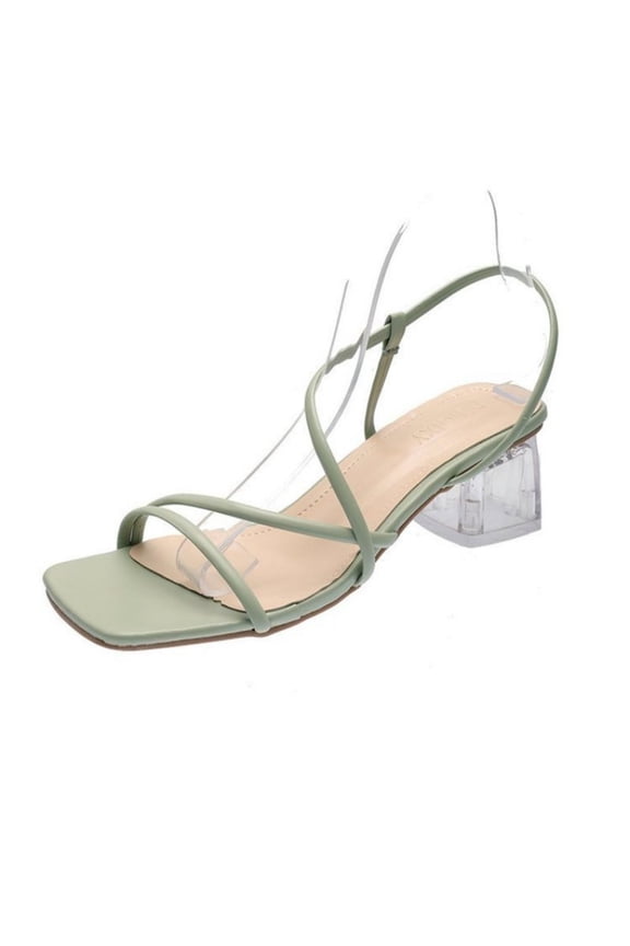 Clear Heels for Women Comfortable Chunky Patent Leather 1.9 in Heels Sandals for Dress Party Daily Wear