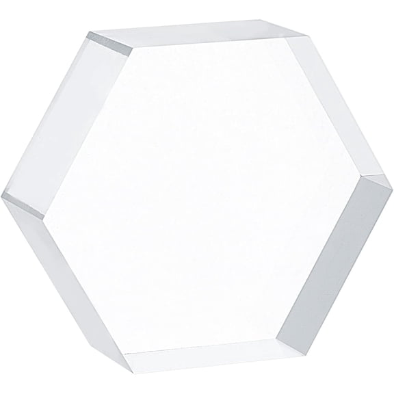 Clear Hexagon Acrylic Display Block 1-Inch Thick Polished Polygon Riser Base for Miniatures Models