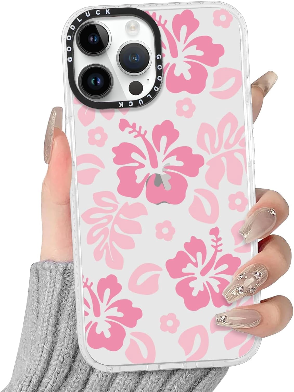 Clear Hibiscus Flower Case for iPhone 13 Pro 6.1