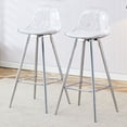 thumbnail image 1 of Clear High Bar Stools Set of 2, Modern Acrylic Counter Stools with Back and Footrest, Upholstered Counter Stools with Silver Metal Legs for Dining Room, Kitchen, Sliver, 1 of 6