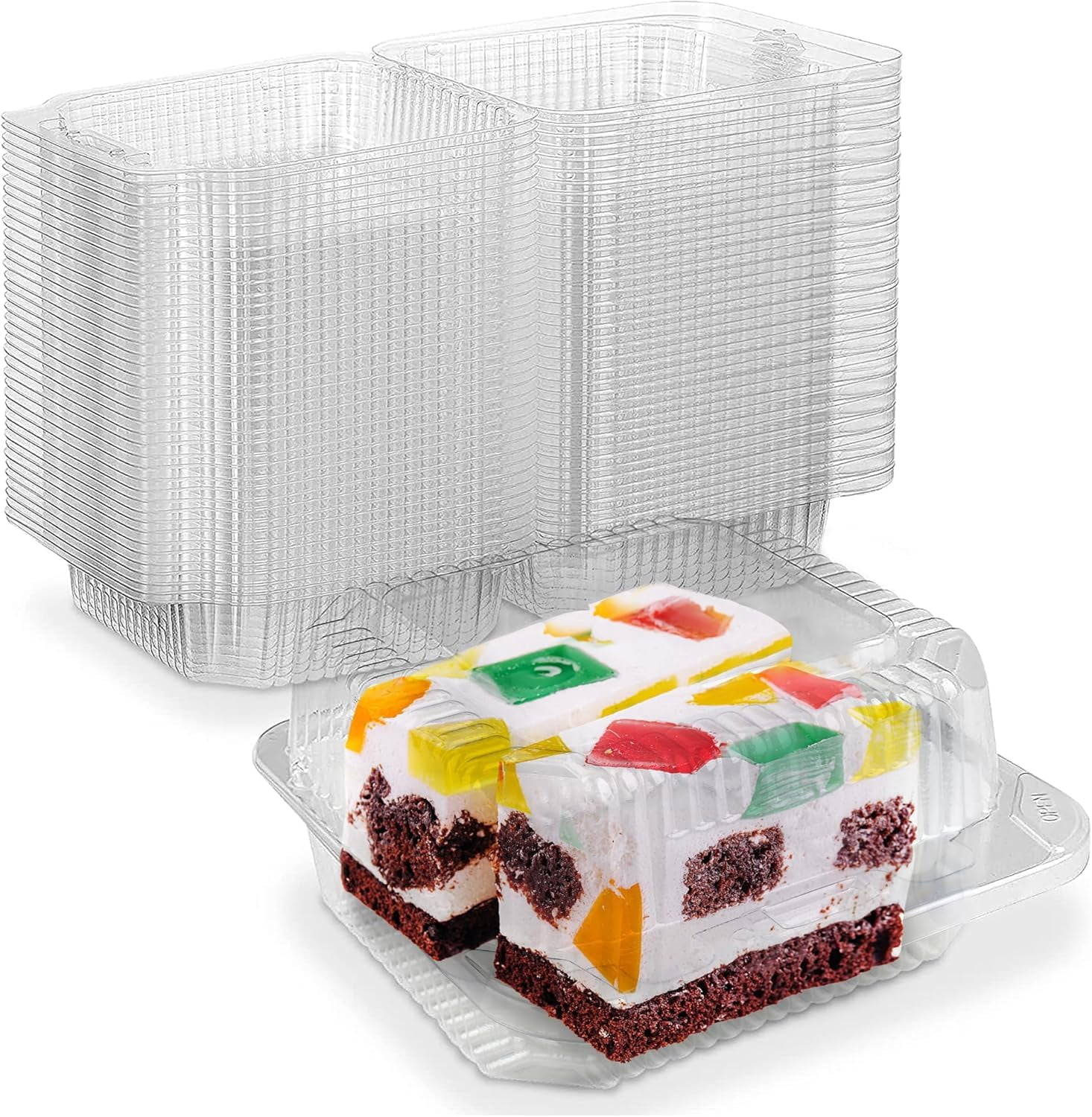 Slice Container Rectangle Clear Hinged Cake Slice Containers 500 Case, Square Plastic To Go Boxes ...