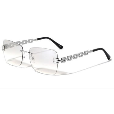 Clear Hip Hop Sunglasses Silver Frame Square Quevo Migos Metal