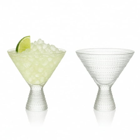 Clear Hobnail Martini Glasses - Embossed Martini Glasses - 9oz