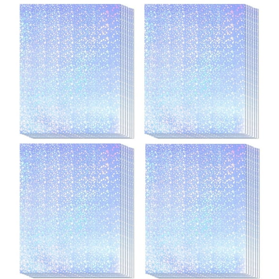 Clear Holographic Laminate Sheets,A4 Size Vinyl Sticker Paper, Self-Adhesive Transparent Waterproof Holographic Overlay,11.7 x 8.3 Inches Holographic Transparent Paper for DIY Craft