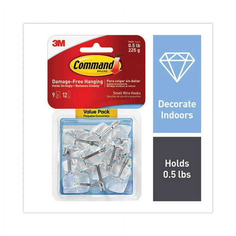 Command Clear Small Wire Hooks, 9 Hooks, 12 Strips Per Pack Command Clear Small Wire Hooks, 9 Hooks, 12 Strips Per Pack