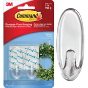 Clear Hooks, Plastic, Medium, 2 Hooks with 4 Adhesive Strips per Pack
