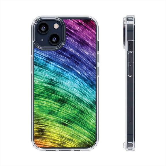 Clear Hybrid Shockproof Case for Apple iPhone 11 - Iridescent Rainbow Waves Design