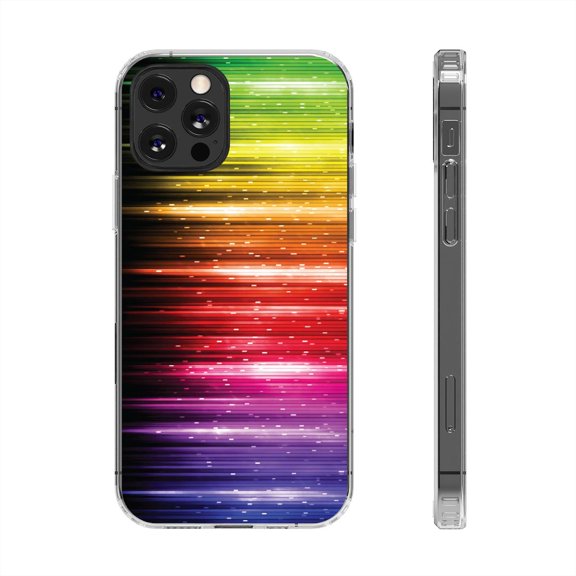 Clear Hybrid Shockproof Case for Apple iPhone 11 PRO - Vibrant Rainbow Light Streaks Design