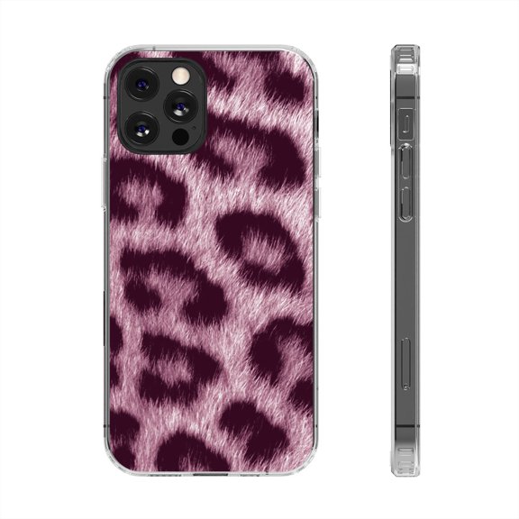 DistinctInk Clear Hybrid Case for Apple iPhone 11 Pro Max (6.5" Screen) - Pink Black Leopard Fur Skin Print - Raised Bezel Screen Guard