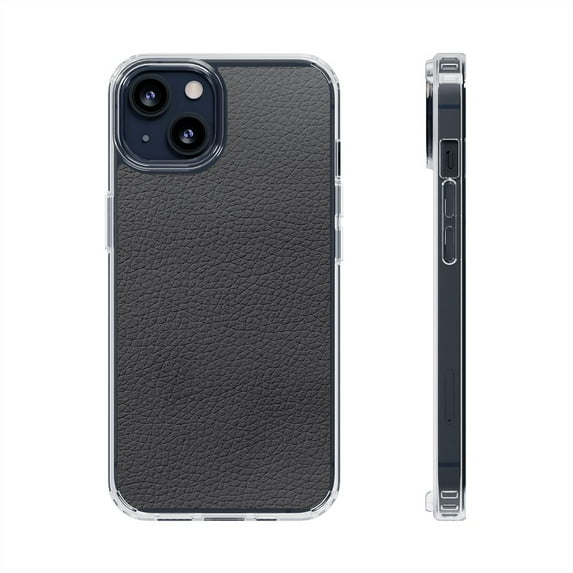 DistinctInk Clear Hybrid Case for Apple iPhone 11 (6.1" Screen) - Printed Faux Leather Image - Raised Bezel Screen Guard