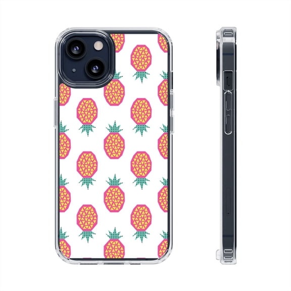 Clear Hybrid Shockproof Case for Apple iPhone 11 - Vibrant Pink Pineapple Pattern Design