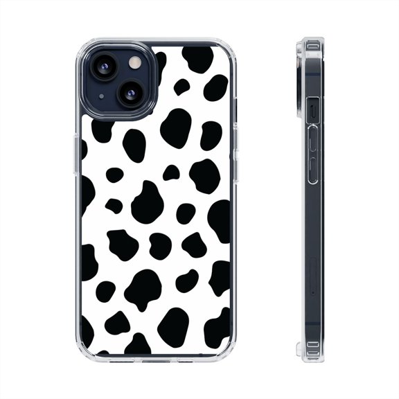 Clear Hybrid Shockproof Case for Apple iPhone 12 - Cow Print Dalmatian Spots Design
