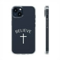 thumbnail image 1 of Clear Hybrid Shockproof Case for Apple iPhone 12 MINI - Believe Cross Christian Faith Design, 1 of 1