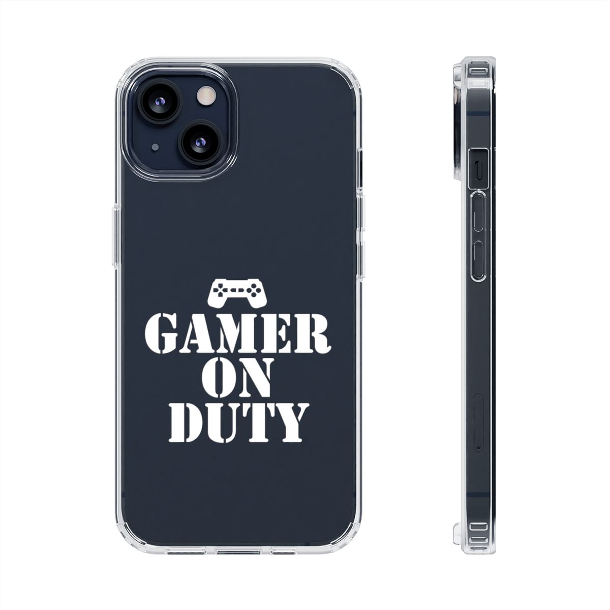 DistinctInk Clear Hybrid Case for Apple iPhone 15 (6.1" Screen) - Gamer on  Duty Video Games - Shockproof Protection - Walmart.com