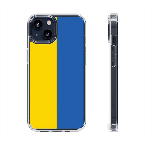 DistinctInk Clear Hybrid Case for Apple iPhone 12 Mini (5.4" Screen) - Ukraine Flag - Slim Profile Design