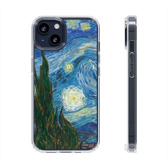 DistinctInk Clear Hybrid Case for Apple iPhone 12 (6.1" Screen) - Classic Art - Wireless Charging Compatible