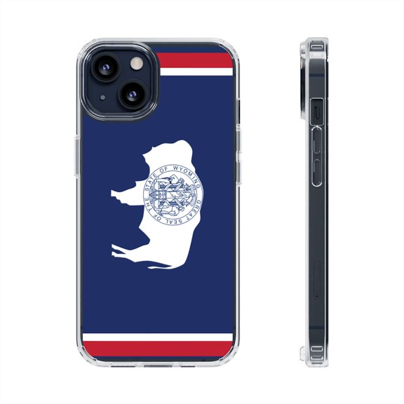 Clear Hybrid Shockproof Case for Apple iPhone 12 - Wyoming Flag Design Buffalo Seal