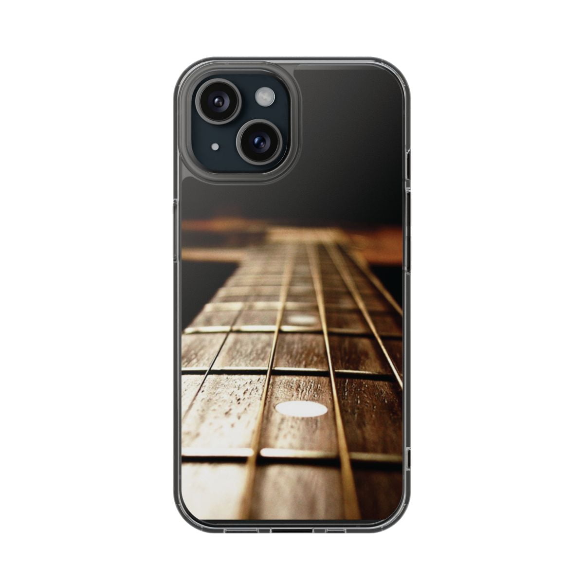 Clear Hybrid Shockproof Case for Apple iPhone 15 - Closeup Guitar
