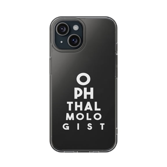 DistinctInk Clear Hybrid Case for Apple iPhone 13 Mini (5.4" Screen) - Ophthalmologist Eye Chart - Tempered Glass Back