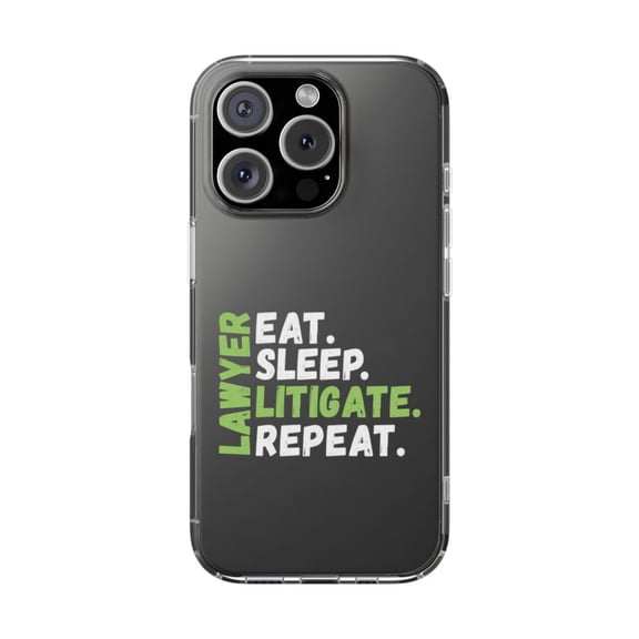 Clear Hybrid Shockproof Case for Apple iPhone 13 PRO - Lawyer Litigate Repeat Design