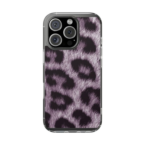 Clear Hybrid Shockproof Case for Apple iPhone 13 PRO - Purple Black Leopard Fur Pattern