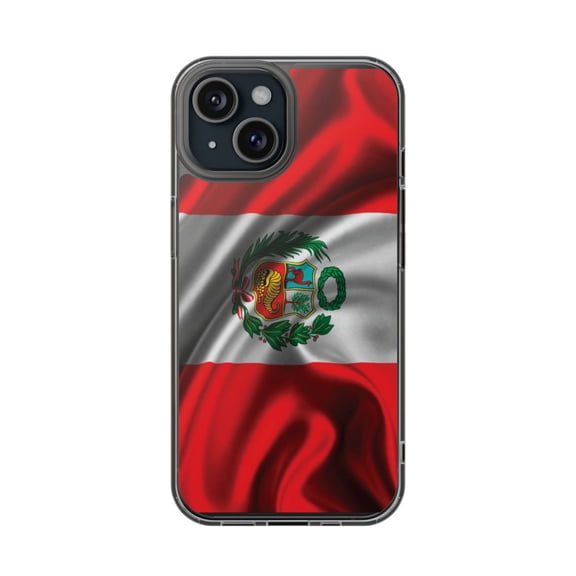 DistinctInk Clear Hybrid Case for Apple iPhone 13 (6.1" Screen) - Show Your Love of Peru - Wireless Charging Compatible