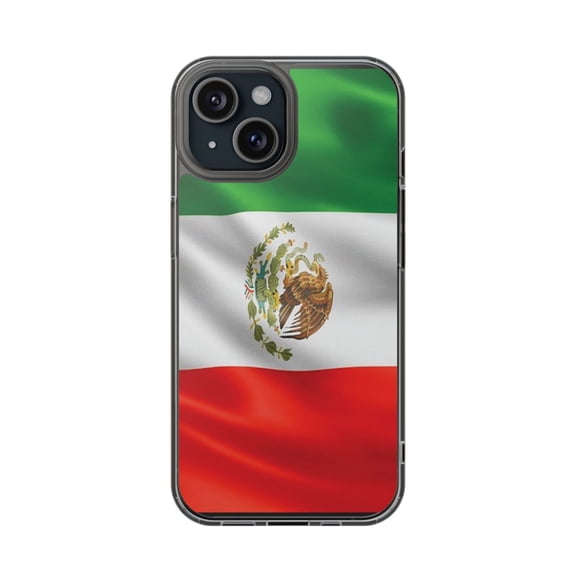 Clear Hybrid Shockproof Case for Apple iPhone 14 - Mexican Flag Eagle Emblem Design