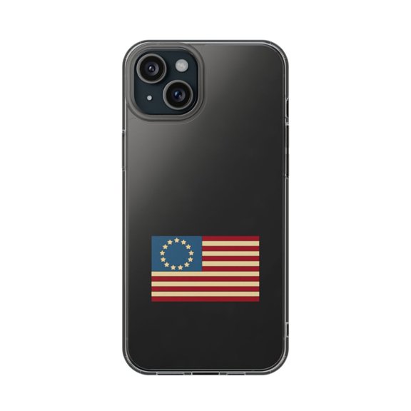 Clear Hybrid Shockproof Case for Apple iPhone 14 PLUS - Betsy Ross Flag Patriotic Design