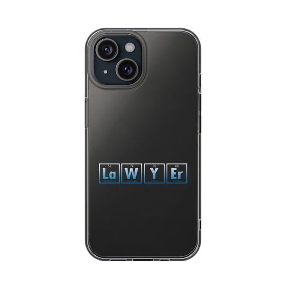 DistinctInk Clear Hybrid Case for Apple iPhone 14 (6.1" Screen) - Lawyer Elements Periodic Table - Lightweight Grip