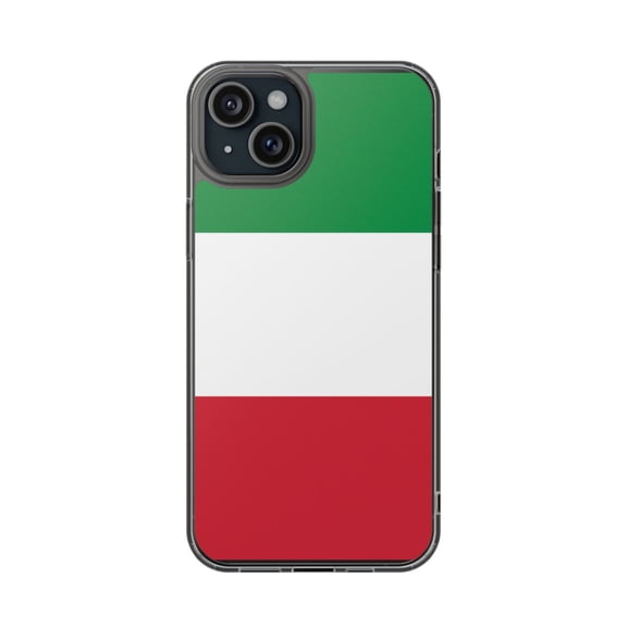 DistinctInk Clear Hybrid Case for Apple iPhone 15 Plus (6.7" Screen) - Show Your Love of Italy - Slim Profile Design