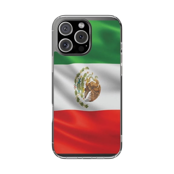 DistinctInk Clear Hybrid Shockproof Case for Apple iPhone 15 Pro MAX - Mexican Flag Eagle Emblem Design